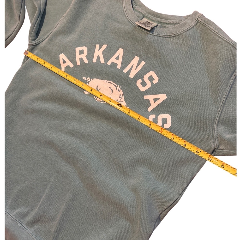 Comfort Colors Arkansas Razorbacks Sweatshirt Seafoam Green Women Small Pullover - Picture 2 of 6